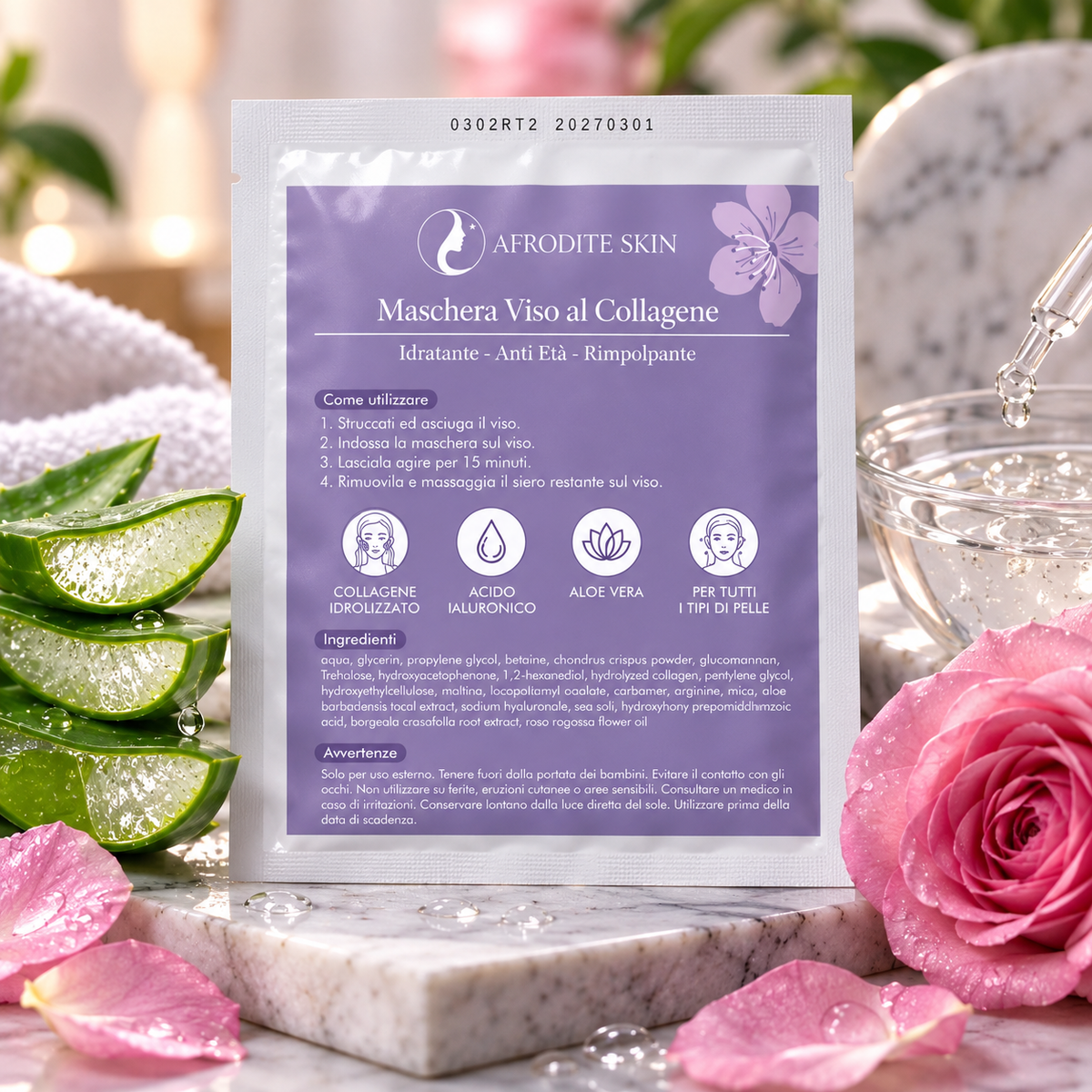 AFRODITE SKIN™ Maschera Viso al Collagene
