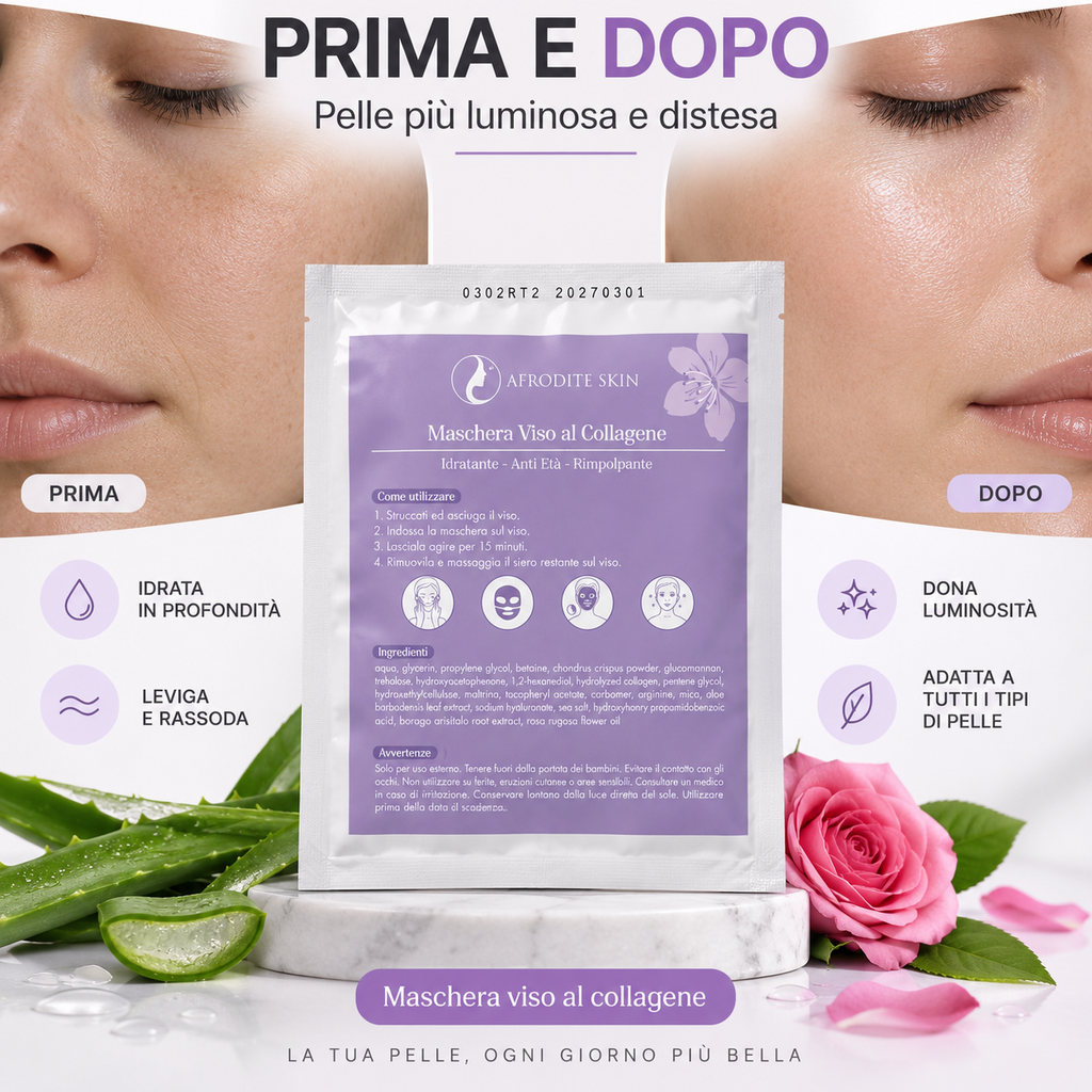 AFRODITE SKIN™ Maschera Viso al Collagene