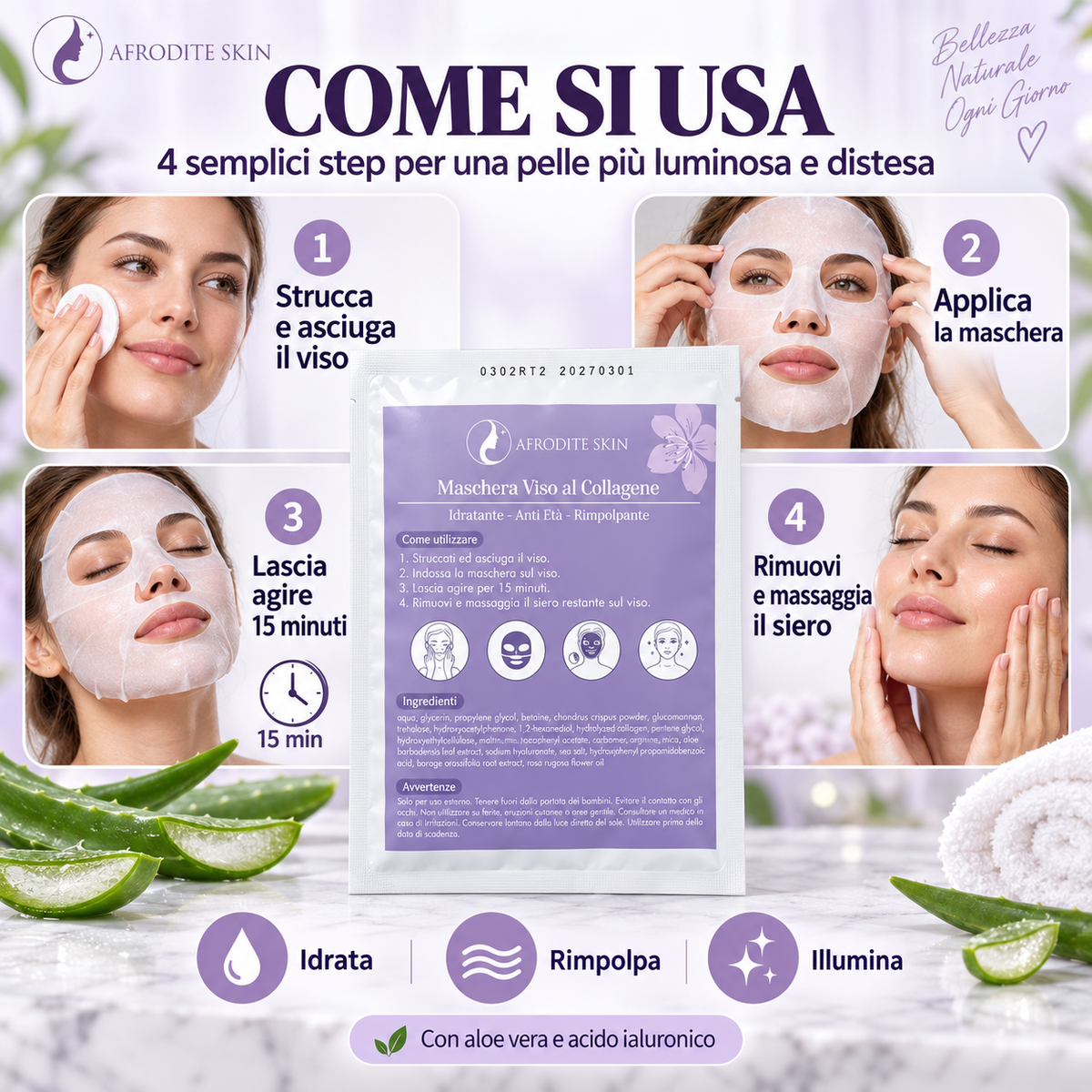 AFRODITE SKIN™ Maschera Viso al Collagene